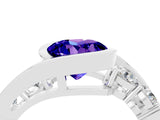 White gold Bezel Set Round Cut Diamond Split Shank Ring_4