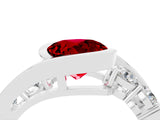 White gold Bezel Set Round Cut Diamond Split Shank Ring_4