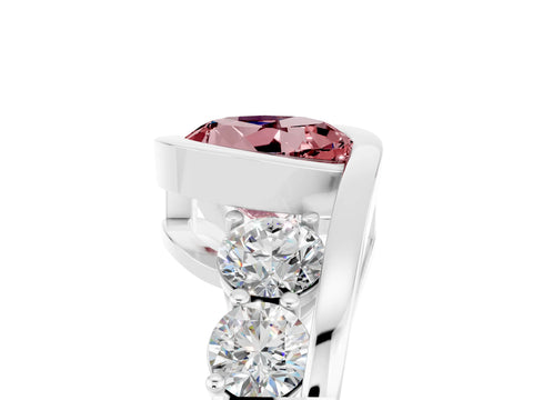 White gold Bezel Set Round Cut Diamond Split Shank Ring_5