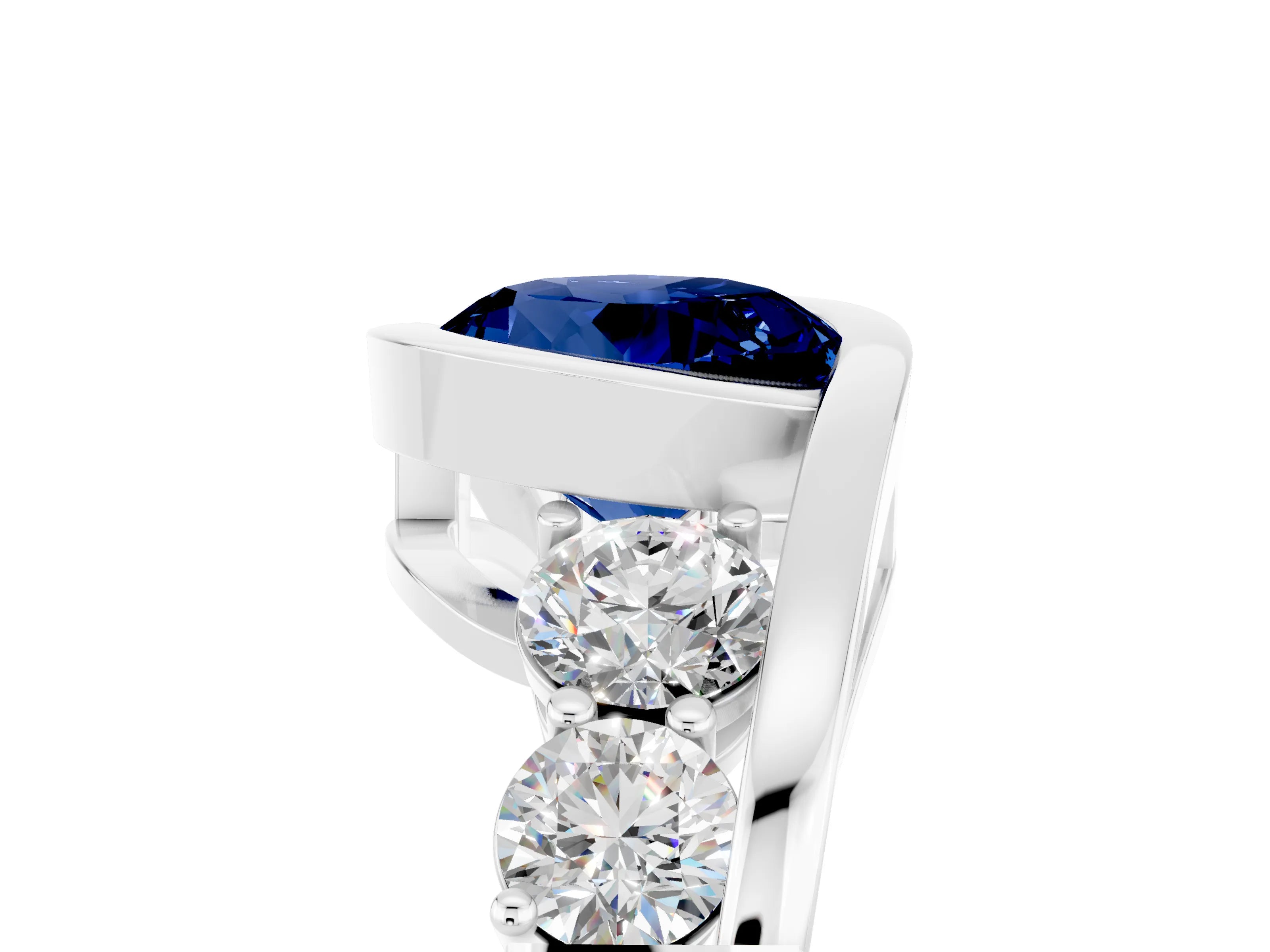 White gold Bezel Set Round Cut Diamond Split Shank Ring_5