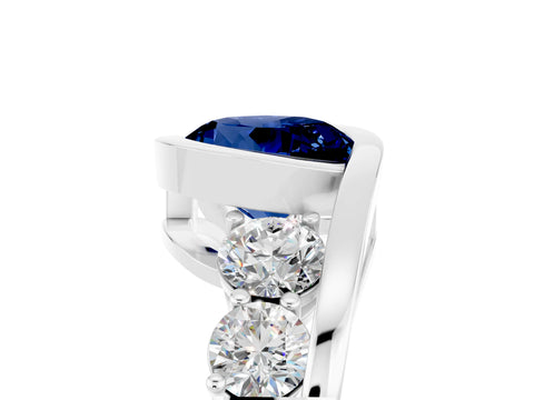 White gold Bezel Set Round Cut Diamond Split Shank Ring_5
