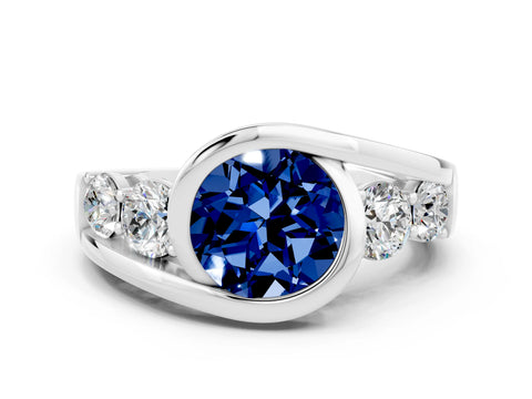 White gold Bezel Set Round Cut Diamond Split Shank Ring_6