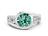 White gold Bezel Set Round Cut Diamond Split Shank Ring_6