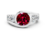 White gold Bezel Set Round Cut Diamond Split Shank Ring_6