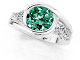 White gold Bezel Set Round Cut Diamond Split Shank Ring_7