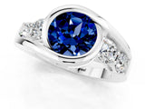 White gold Bezel Set Round Cut Diamond Split Shank Ring_7