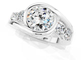 White gold Bezel Set Round Cut Diamond Split Shank Ring_7