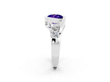 White gold Bezel Set Round Cut Diamond Split Shank Ring_8