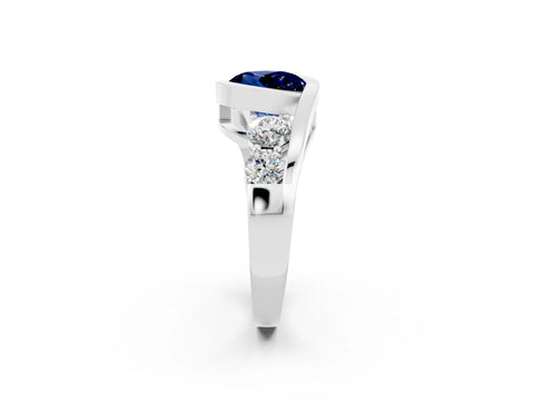 White gold Bezel Set Round Cut Diamond Split Shank Ring_8