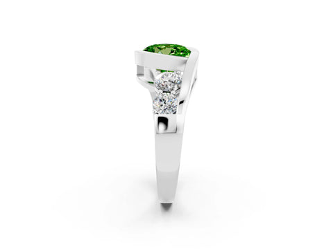 White gold Bezel Set Round Cut Diamond Split Shank Ring_8