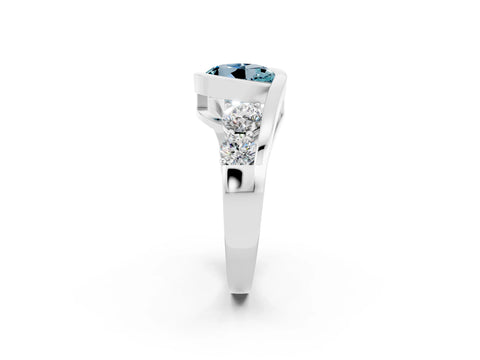 White gold Bezel Set Round Cut Diamond Split Shank Ring_8