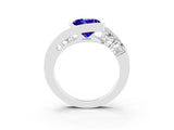 White gold Bezel Set Round Cut Diamond Split Shank Ring_9