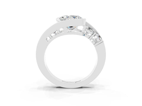 White gold Bezel Set Round Cut Diamond Split Shank Ring_9