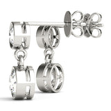 White gold Bezel-Set Round Cut Drop Earrings with Post Back 1