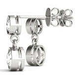 14K White Gold 8.08 Carat E VS1 Bezel-Set Round Cut Drop Earrings with Post Back