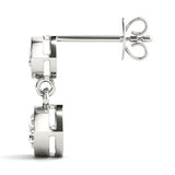 White gold Bezel-Set Round Cut Drop Earrings with Post Back 3