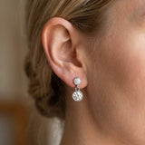 White gold Bezel-Set Round Cut Drop Earrings with Post Back_11