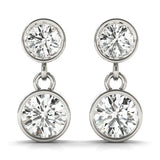 14K White Gold 8.08 Carat E VS1 Bezel-Set Round Cut Drop Earrings with Post Back