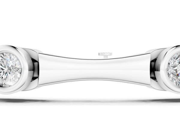 White gold Bezel Set Round Diamond Bamboo Link Bracelet