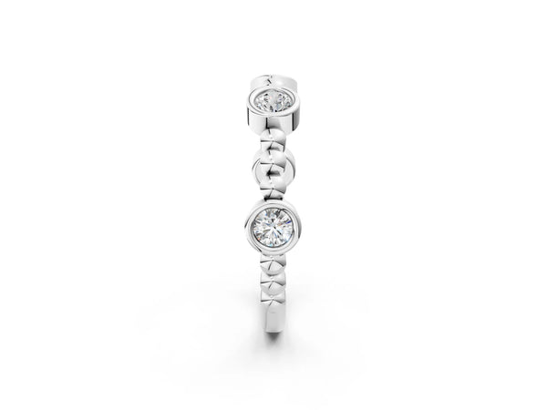White gold Bezel Set Round Diamond Beaded Band