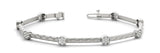 White gold Bezel Set Round Diamond Braided Band Bracelet