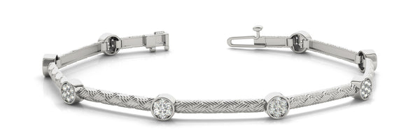 White gold Bezel Set Round Diamond Braided Band Bracelet