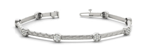 White gold Bezel Set Round Diamond Braided Band Bracelet