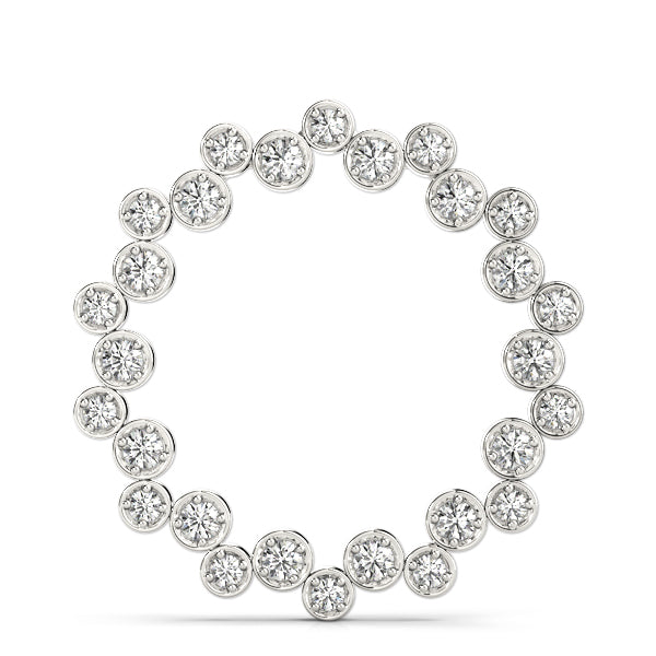 Silver Bezel Set Round Diamond Circle Pendant