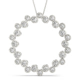 White gold Bezel Set Round Diamond Circle Pendant