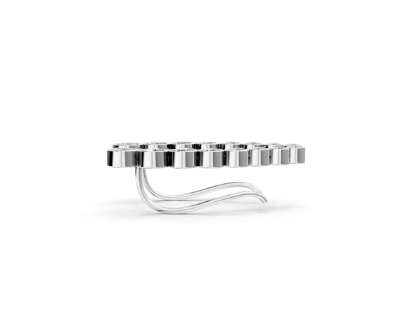 Silver Bezel-Set Round Diamond Climber Earrings