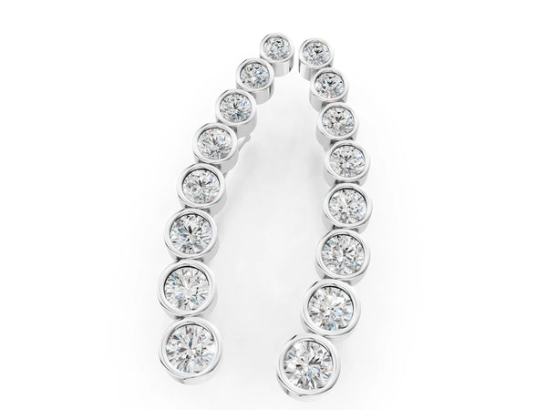 White gold Bezel-Set Round Diamond Climber Earrings