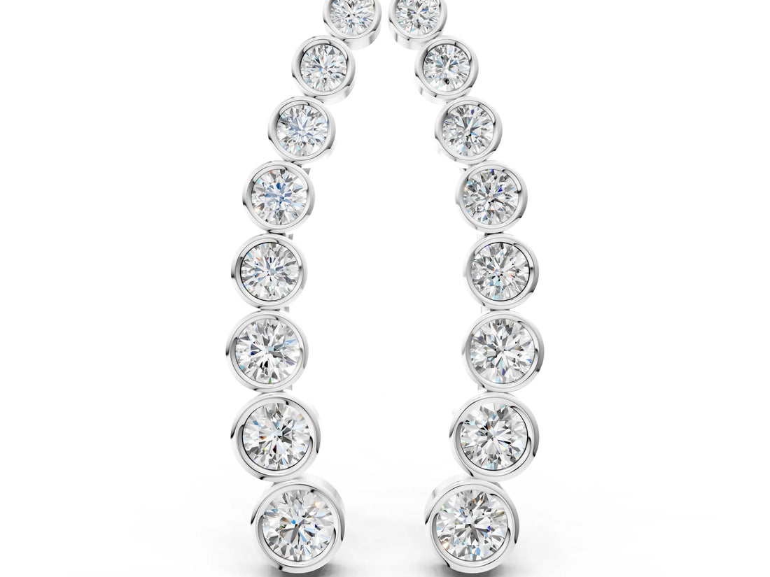 White gold Bezel-Set Round Diamond Climber Earrings_8
