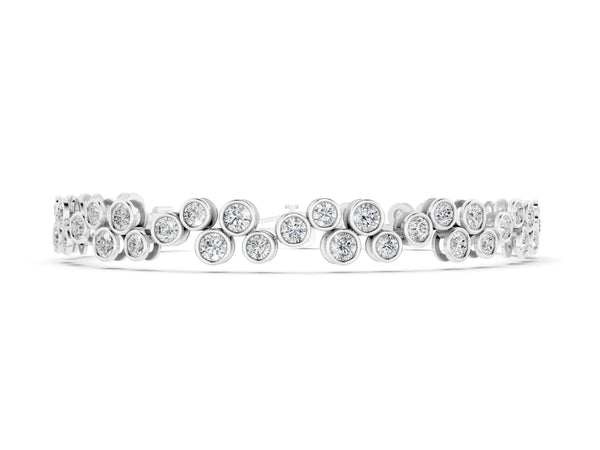 Silver Bezel Set Round Diamond Cluster Tennis Bracelet