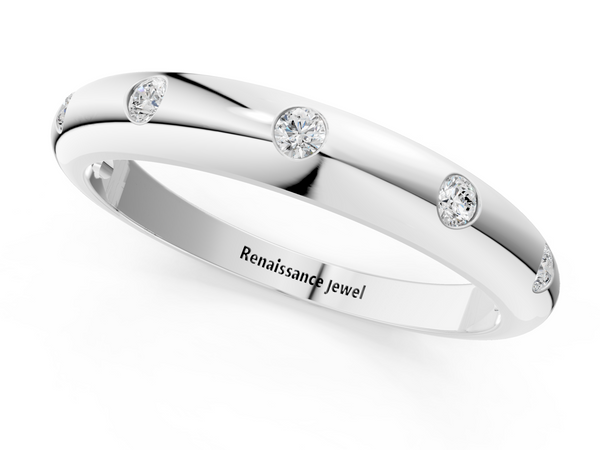 White gold Bezel Set Round Diamond Comfort Fit Band
