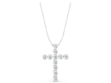 White gold Bezel-Set Round Diamond Cross Pendant_39
