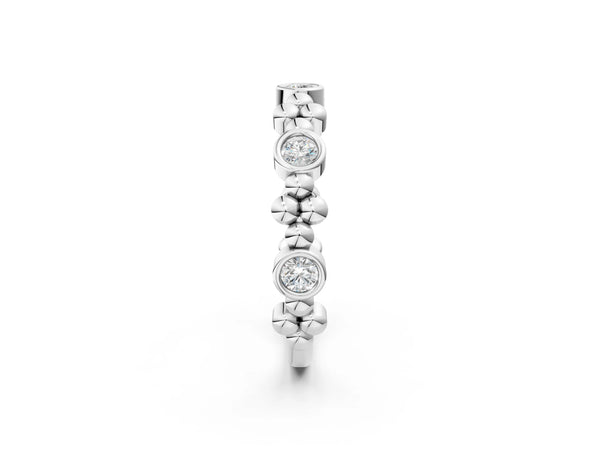 White gold Bezel Set Round Diamond Floral Eternity Band
