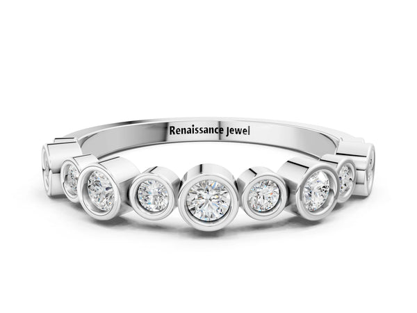 White gold Bezel Set Round Diamond Half Eternity Band