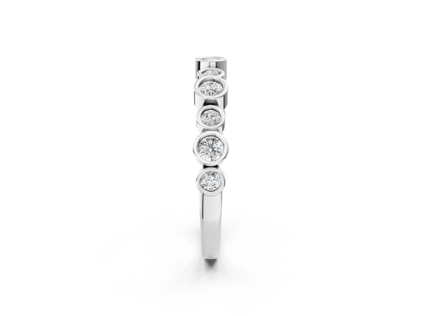 White gold Bezel Set Round Diamond Half Eternity Band
