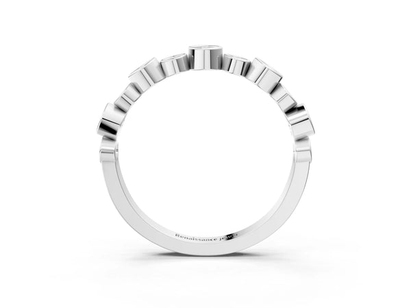 Platinum Bezel Set Round Diamond Half Eternity Band