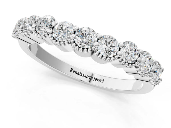 White gold Bezel-Set Round Diamond Half Eternity Band