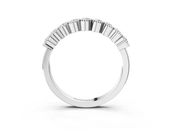 White gold Bezel-Set Round Diamond Half Eternity Band