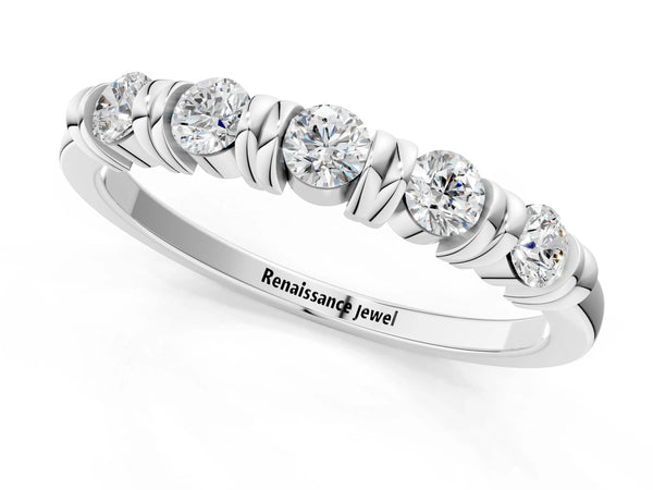 White gold Bezel-Set Round Diamond Half-Eternity Band