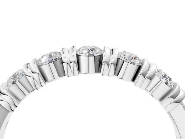 White gold Bezel-Set Round Diamond Half-Eternity Band