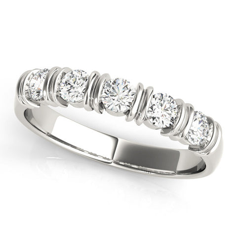 White gold Bezel-Set Round Diamond Half-Eternity Band