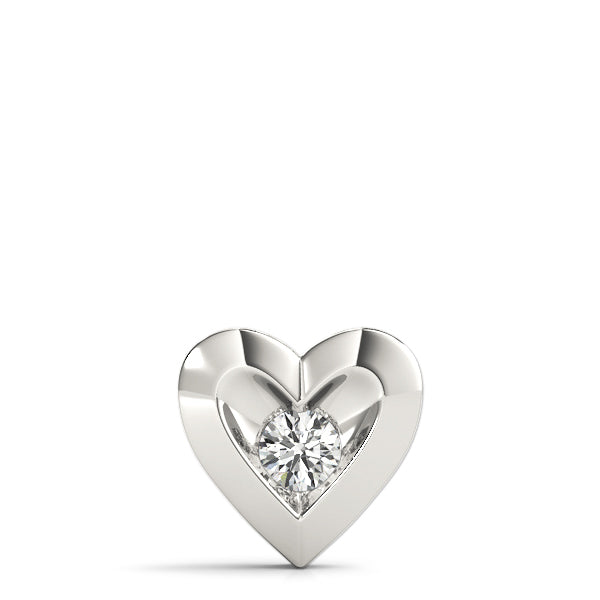 Silver Bezel-Set Round Diamond Heart Pendant