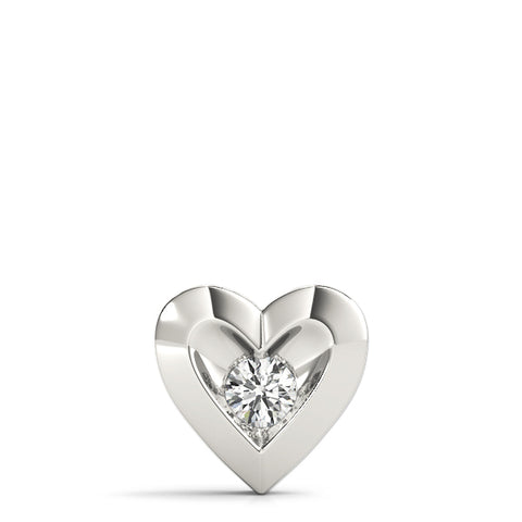 White gold Bezel-Set Round Diamond Heart Pendant 1