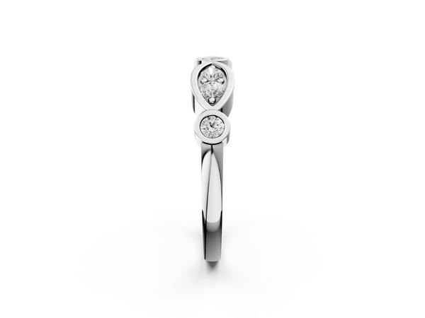 White gold Bezel Set Round Diamond Marquise Band