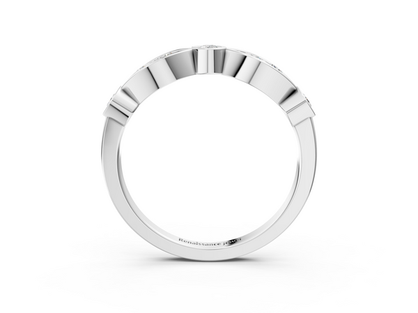 Platinum Bezel Set Round Diamond Marquise Band