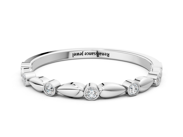 Platinum Bezel-Set Round Diamond Marquise Eternity Band