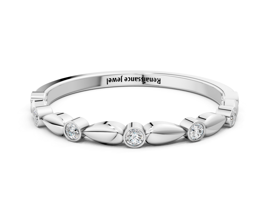 White gold Bezel-Set Round Diamond Marquise Eternity Band_35